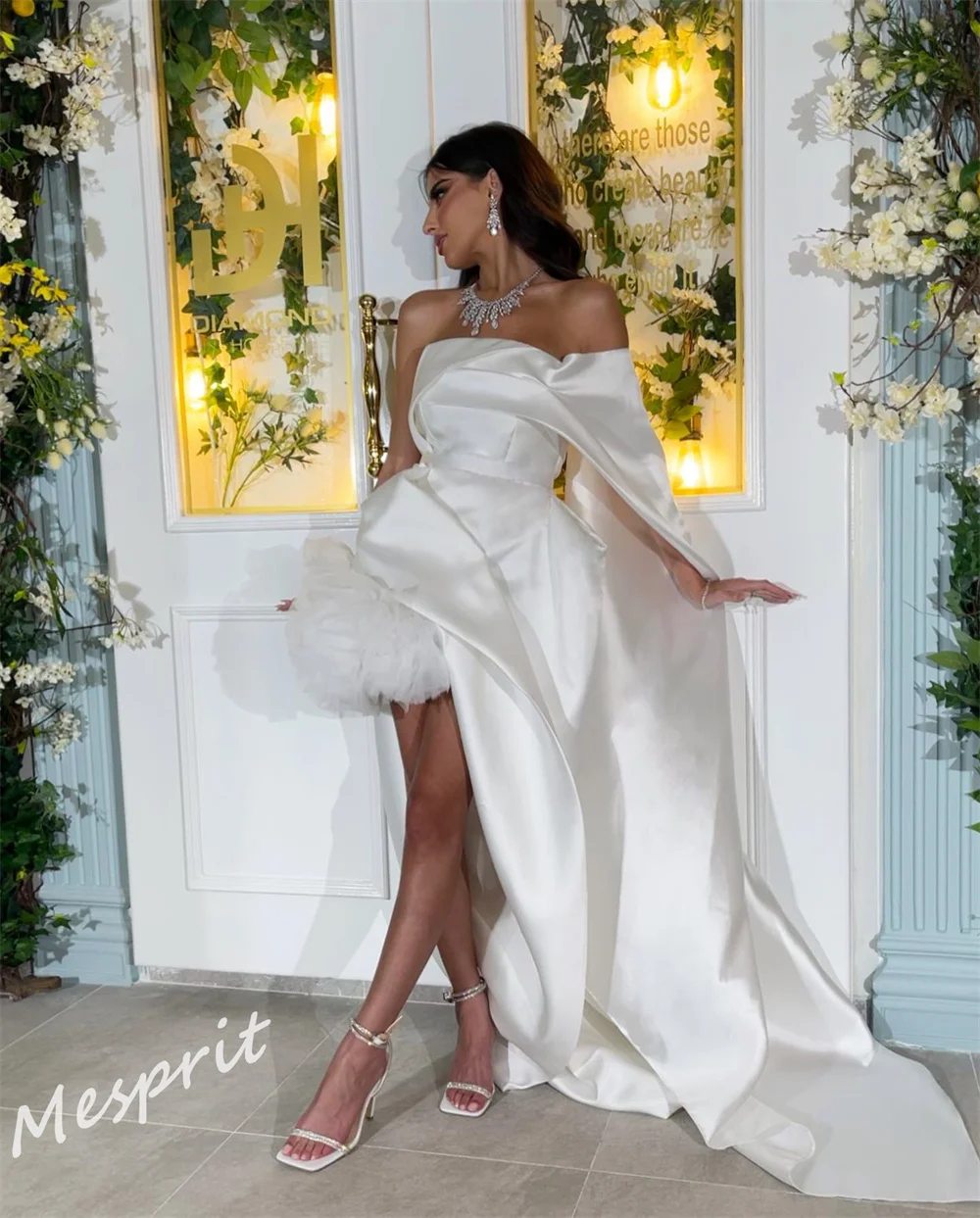 Robe de Rhà une épaule, brosse de balayage, cocktail, couches de tulle, satin, personnalisé, Arabie saoudite