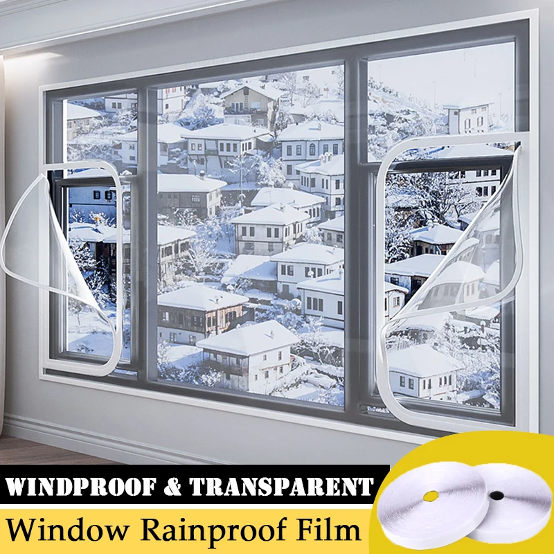 Customize Home Window Windproof Screen Winter Keep Warm Film Transparent Door Curtain With Zipper Self-Adhesive Thermal Film