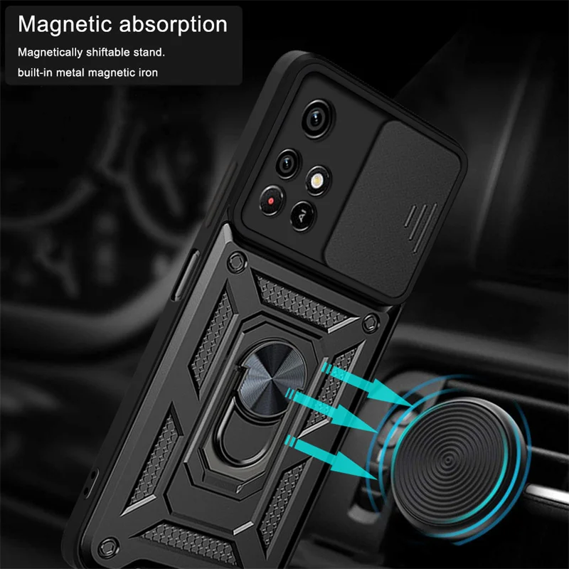 For Xiaomi Poco M4 Pro Case Car Magnetic Ring Holder Armor Back Cover For Poco Poko Pocco Little M4Pro M 4 Pro 4Pro M4 Pro 5G