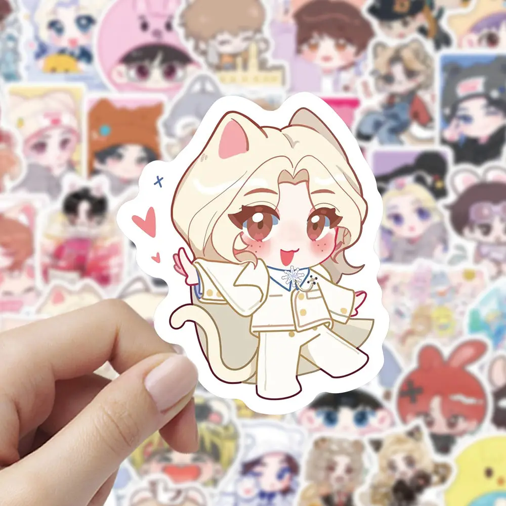 100 adesivi in plastica per animali skzoo versione Q, adesivi impermeabili con stelle come Fang Can, Huang Xuanchen e Xu Zhangbin