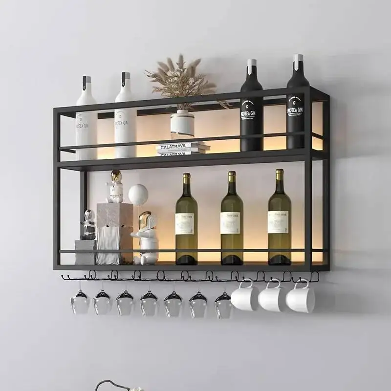 Rak Penyimpanan Botol Anggur, Lemari Anggur, Rak Gantung untuk Bar, Salon, Bufet, Rak Anggur Logam, Tempat Minuman, Penyimpanan Ritel, Perlengkapan Hotel
