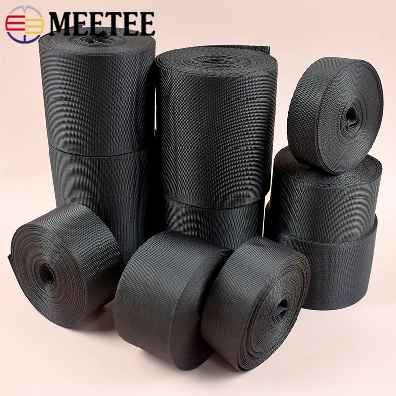 5M 10-100mm Black Nylon Webbing Straps for Safe Belt Sling Ribbon Band Shoulder Bag Strap Dog Collar Tape DIY Sewing Accessories