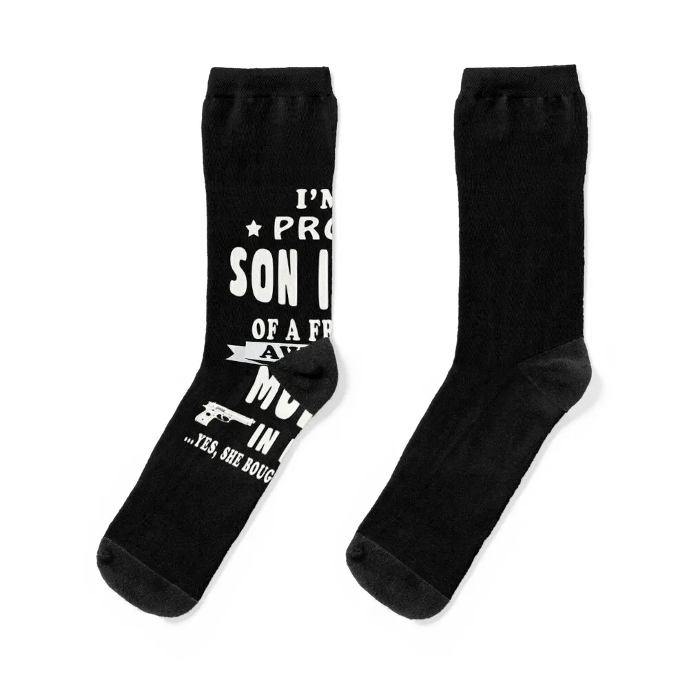 

I'M A Proud Son In Law Of A Freaking Awesome Mother In Law Socks set fashionable kawaii Luxury Woman Socks Men's