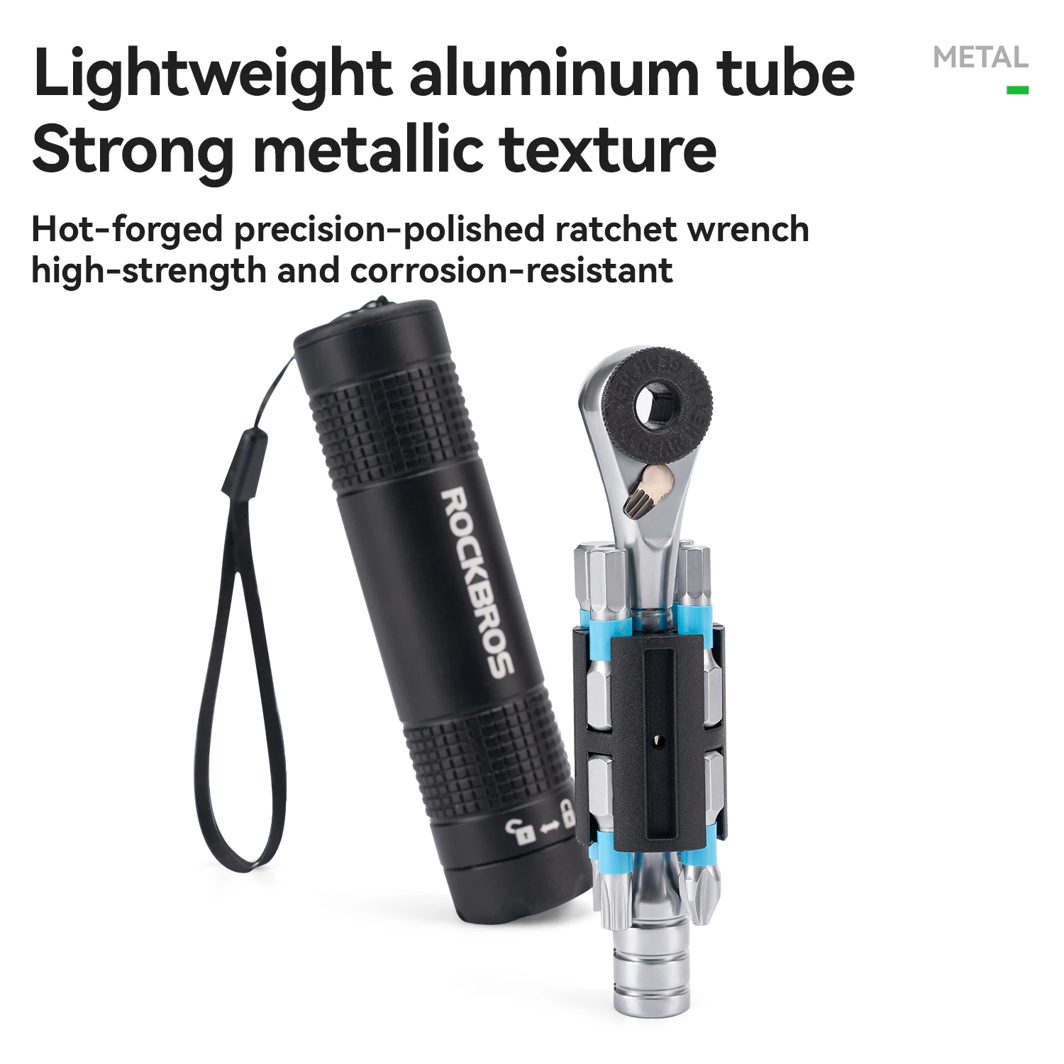 

ROCKBROS Ratchet Wrench Portable Tool Set Lightweight Compact Size Aluminum Tube Tools Bicycle Two-Way Ratchet Mechanical Tools