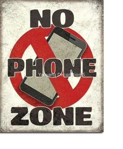 No Phone Zone Cell Iphone Tin Metal Sign Decor Office Funny NEW Made USA