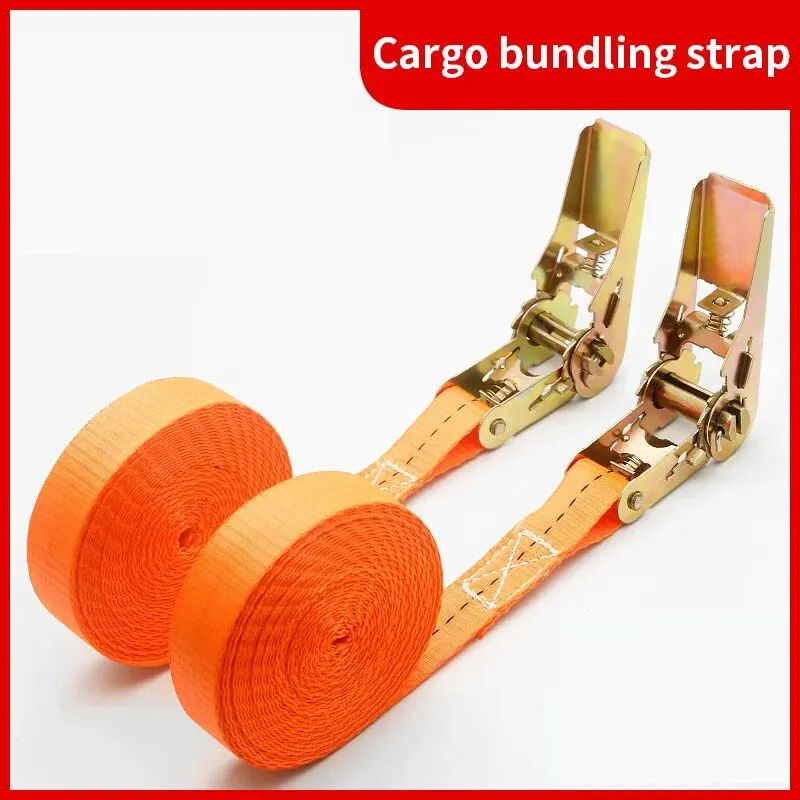 Heavy Duty Metal Buckle Tie-Down Cargo Straps for Car and Truck - Strong Ratchet Belt for Secure Luggage and Cargo Transport