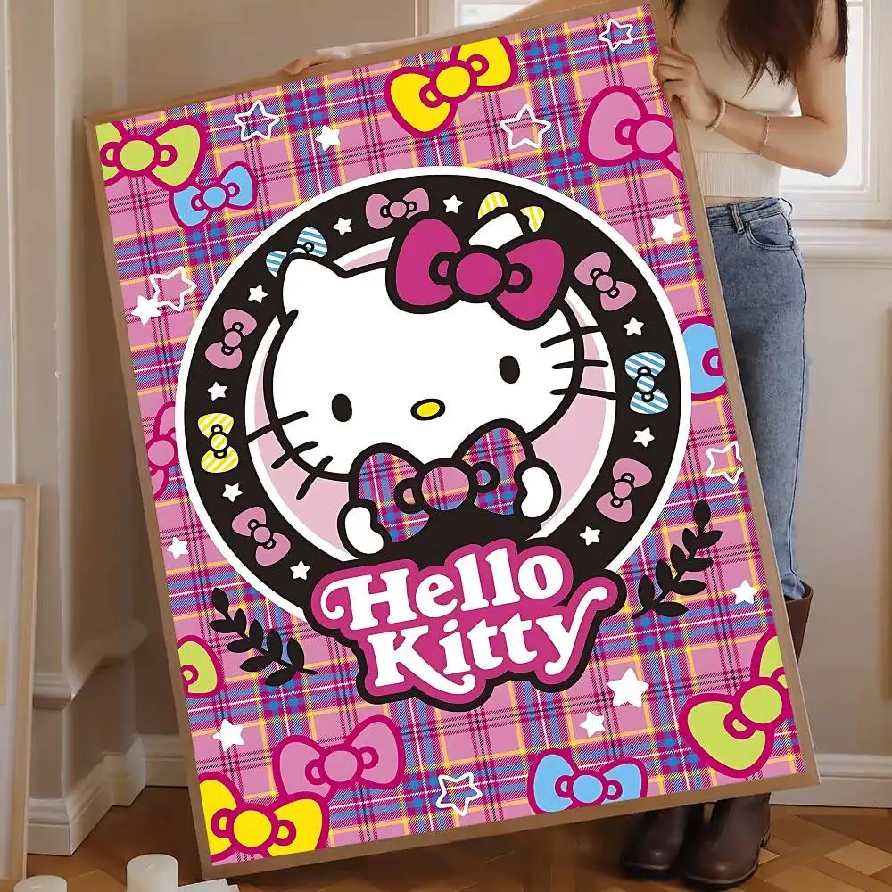 Cartoon H-HelloS K-KittyS Anime Posters Sticky Whitepaper Sticker DIY Room Bar Cafe Kawaii Room Decor