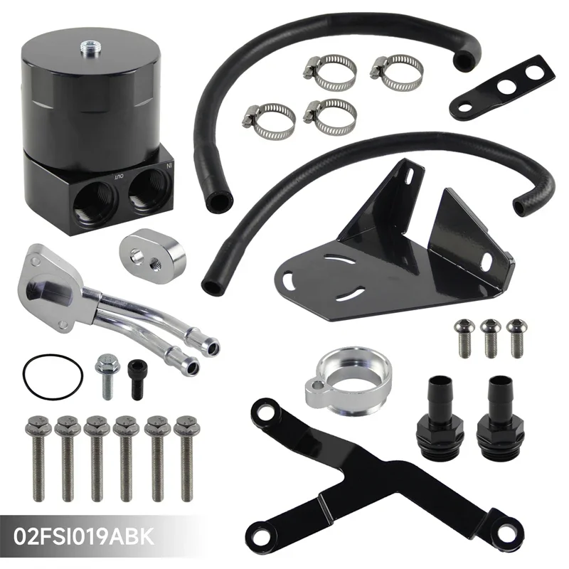 

Performance Oil Catch Can Baffled For 2017-2022 Ford F-250 F-350 F-450 6.7L V8 Engine Powerstroke Aluminum Adapter KitBlack