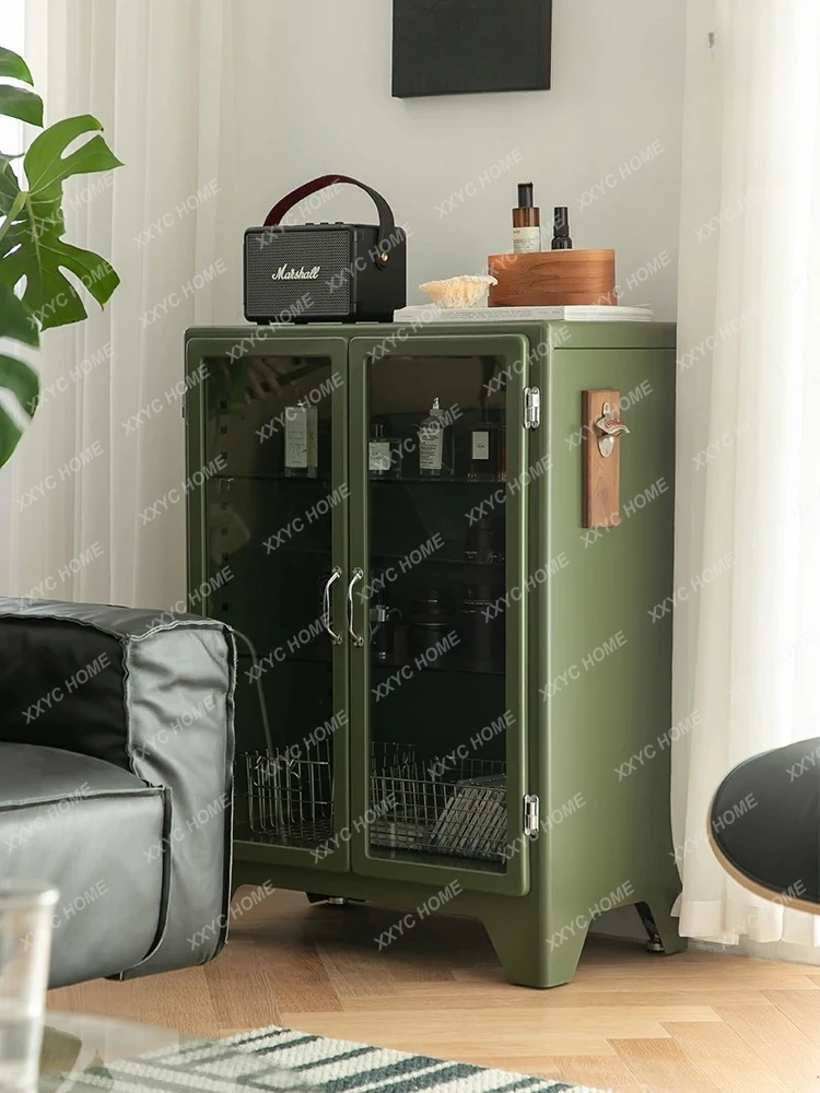 WSVintage Figure Locker Household Metal Glass Bucket Cabinet Storage Lego Display Cabinet
