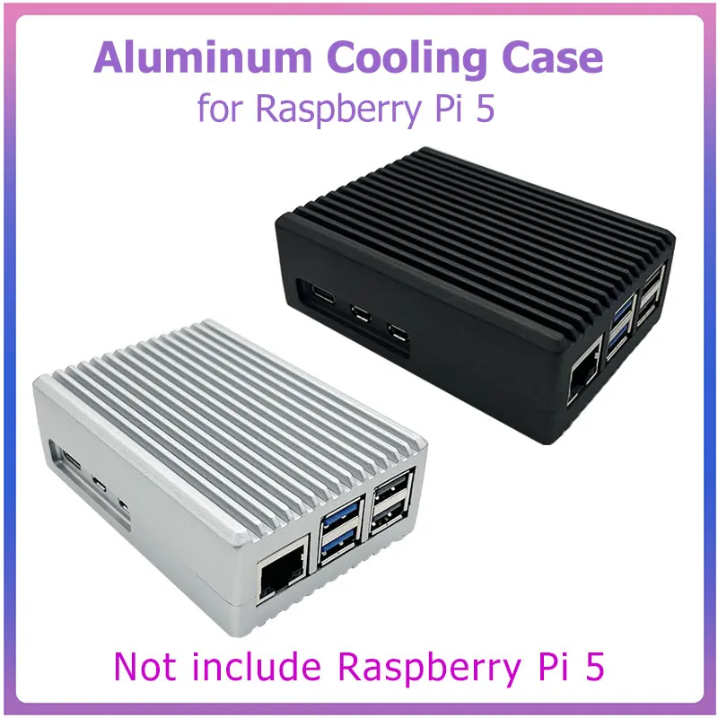 Aluminum Alloy Case for Raspberry Pi 5 Black Silver Gray Box Metal Shell Passive Cooling Enlosure Case for Raspberry Pi 5 RPI 5