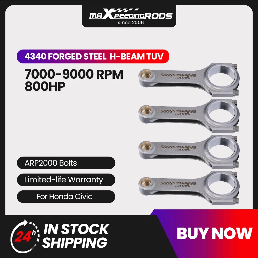 4x Forged 4340 H-Beam Connecting Rods+ARP Bolts for Honda D16 D16Z6 D16Y7 5.394