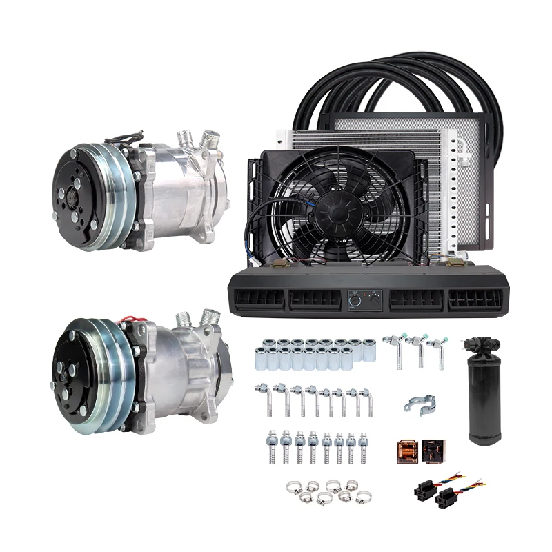 

Universal 12V/24V Underdash A/C Evaporator Assembly Kit - For Heavy Duty Truck, Trailer, RV Vehicle Air Conditioner