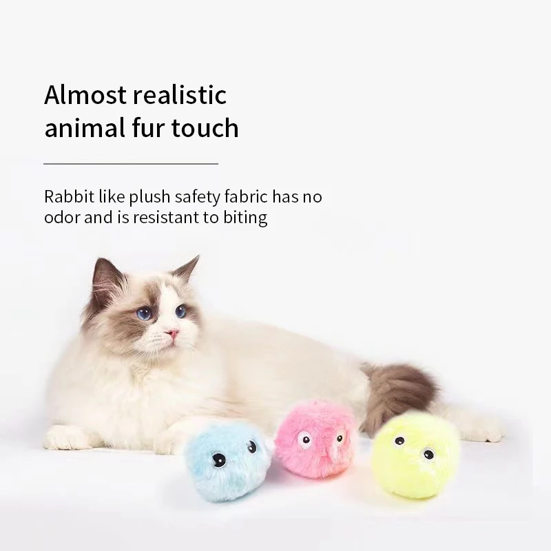 Smart Cat Toys Interactive Ball Plush Electric Catnip Training Toy Kitten Touch Sounding Pet Product Squeak Toy Ball Cat Supplie