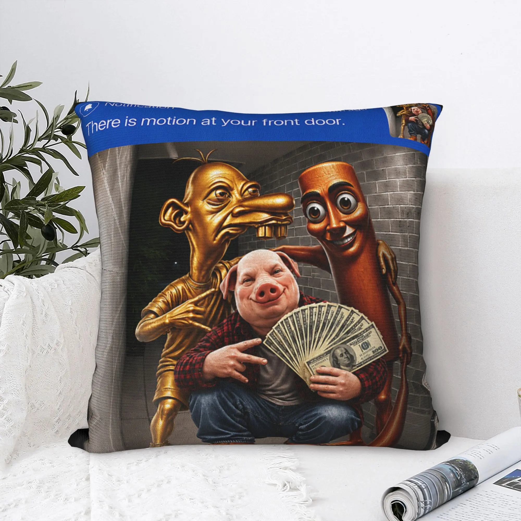 Pillow Cover There is Motion Your Front Door Tung Sahur John Pork Neegy Fashion Pillow Case For Sofa Home Decoration Pillowcases