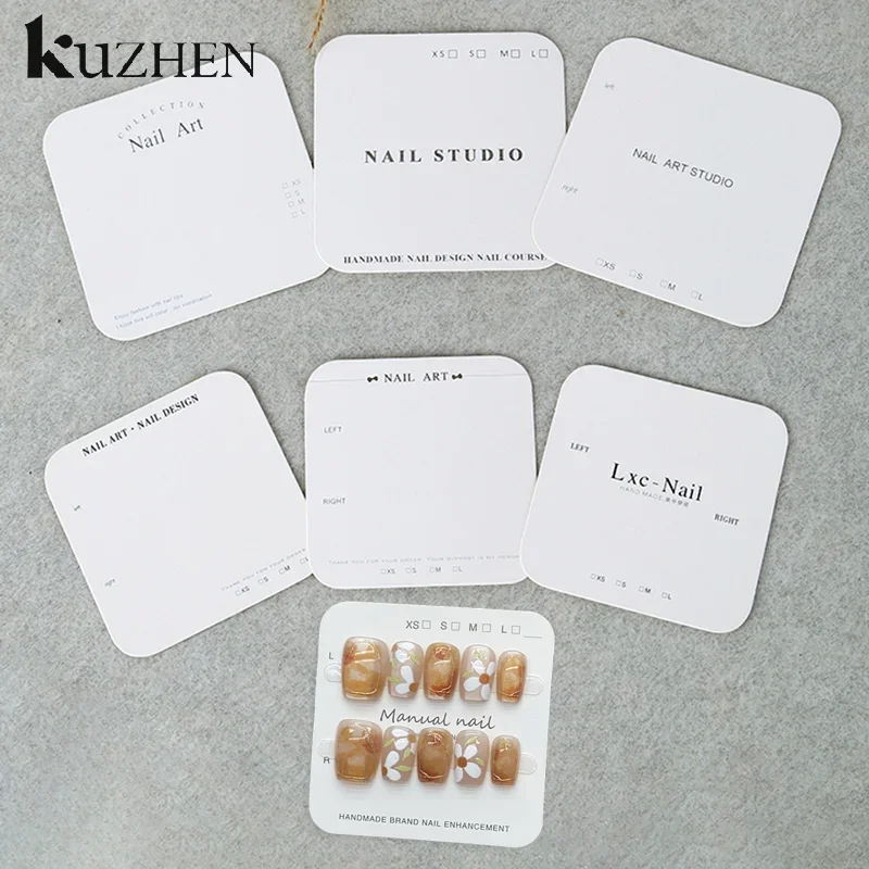 20 Sheets Nail Packaging Cards Press-On Nail Display Handmade False Nail Design Swatch Show Card Manicure Sample Display Salon