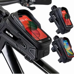 WILD MAN Bicycle Bag Touch Screen 1L Waterproof Bicycle Front Frame Bag Bicycle Front Cell Phone holder Bag Cycling Accessories