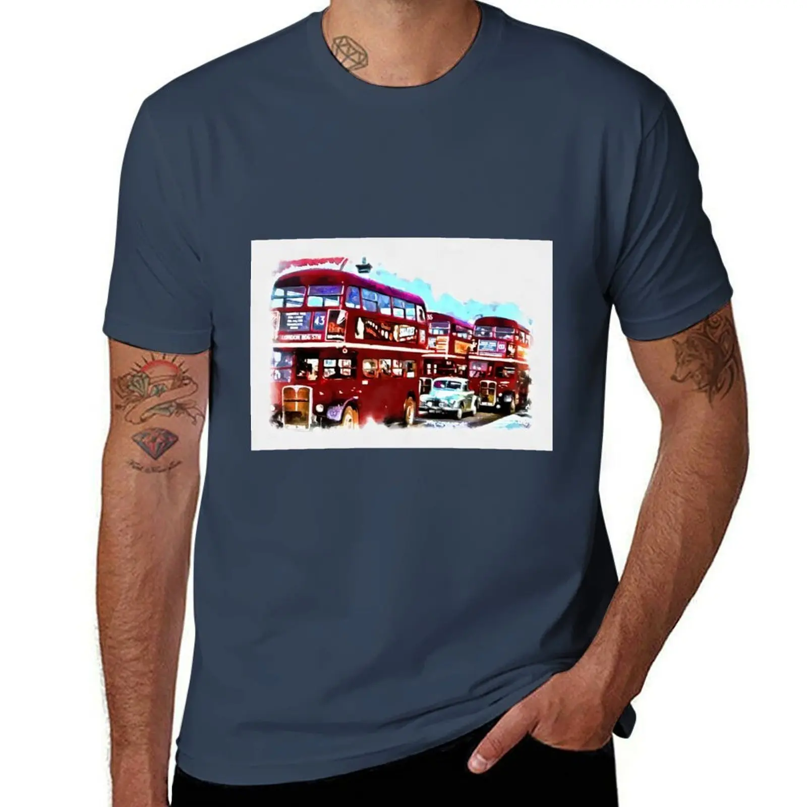 

Classic London Bus: Old Masters Style Painting T-Shirt Soft Touch Basic Cotton T-Shirt