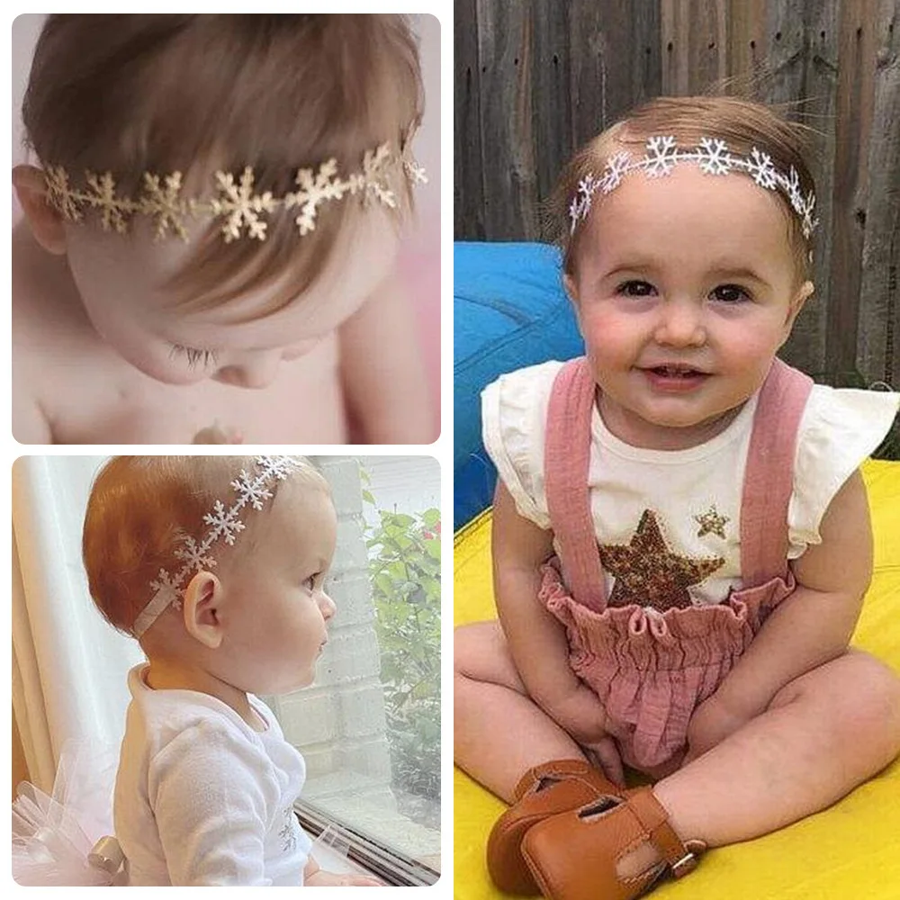 1 Pcs Lytwtw's Baby Girl Christmas Hollow Snowflakes Headband Hairband Infant Gift Children Kids Toddler Newborn Headwear