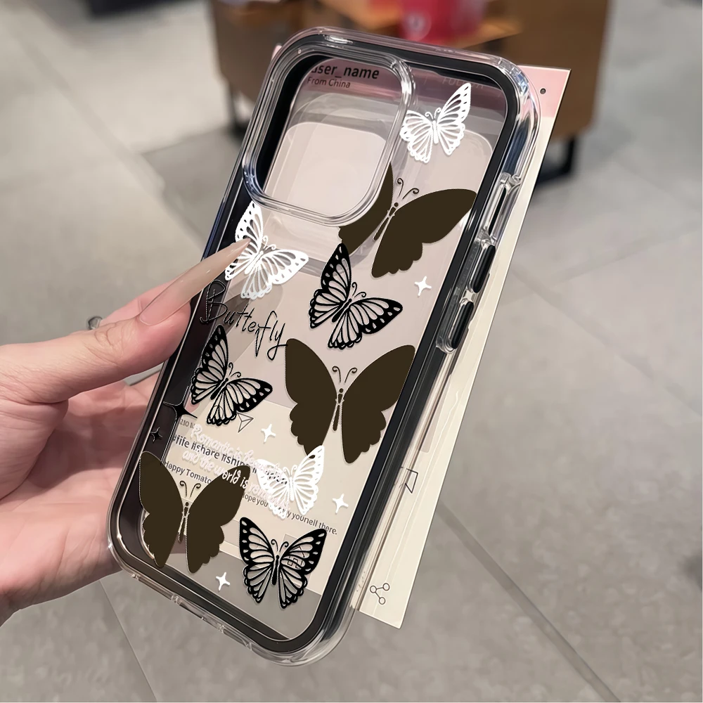 Dreifarbiges, schönes Schmetterlings-Transparent-Handycase für iPhone 16 14 15 Plus 13 14 15 17 16 12 Pro Max Air, durchsichtige weiche Hülle – Detail 3