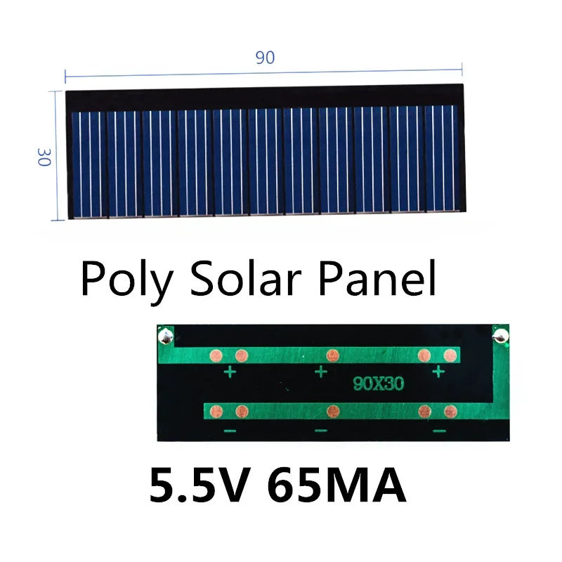 Mini 1PC  5.5V Mono/Poly Solar Panel Epoxy Board 50mA 60mA 100mA 110mA 200mA 350mA DIY Solar Cells for Battery Power Charger