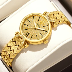 Yalusi Brand 2024 New Hot Model Gold Crystal Diamonds Luxury con Box Watch Remover Ladies Gift Ion Vacuum Plating