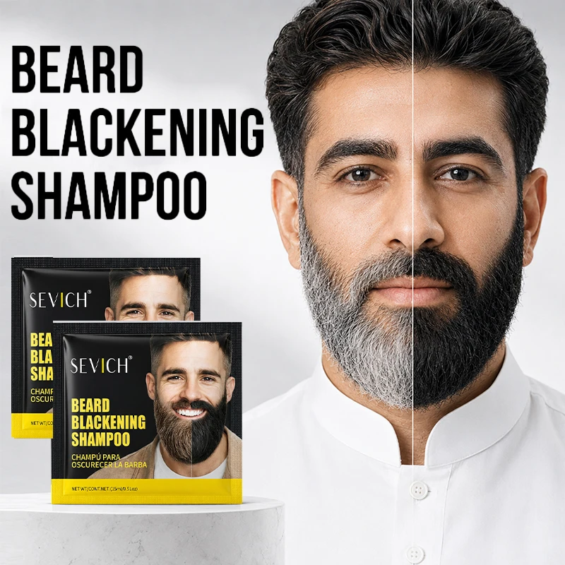 Sevich Beard Blackening Shampoo for Men Natural Beard Dye Shampoo Permanent Quick Gray Hair Beards Coverage Beard Care Product