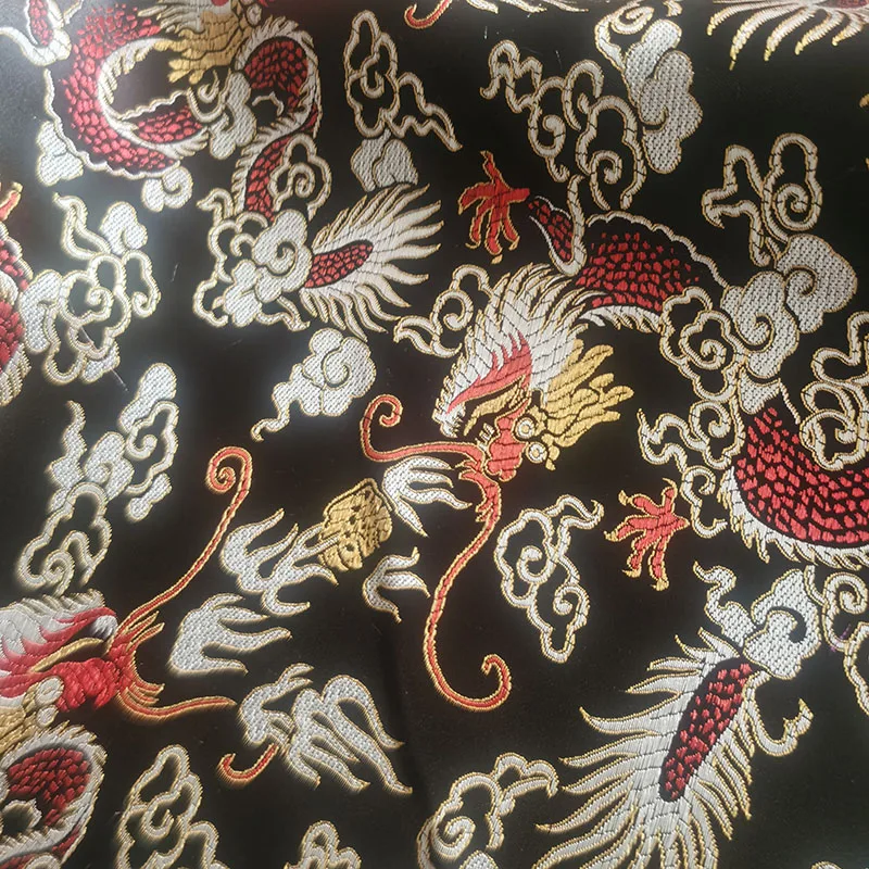 Black dragon style Metallic Jacquard Brocade 3D jacquard yarn dyed fabric for dress,bedding,bag,curtain DIY sewing cloth