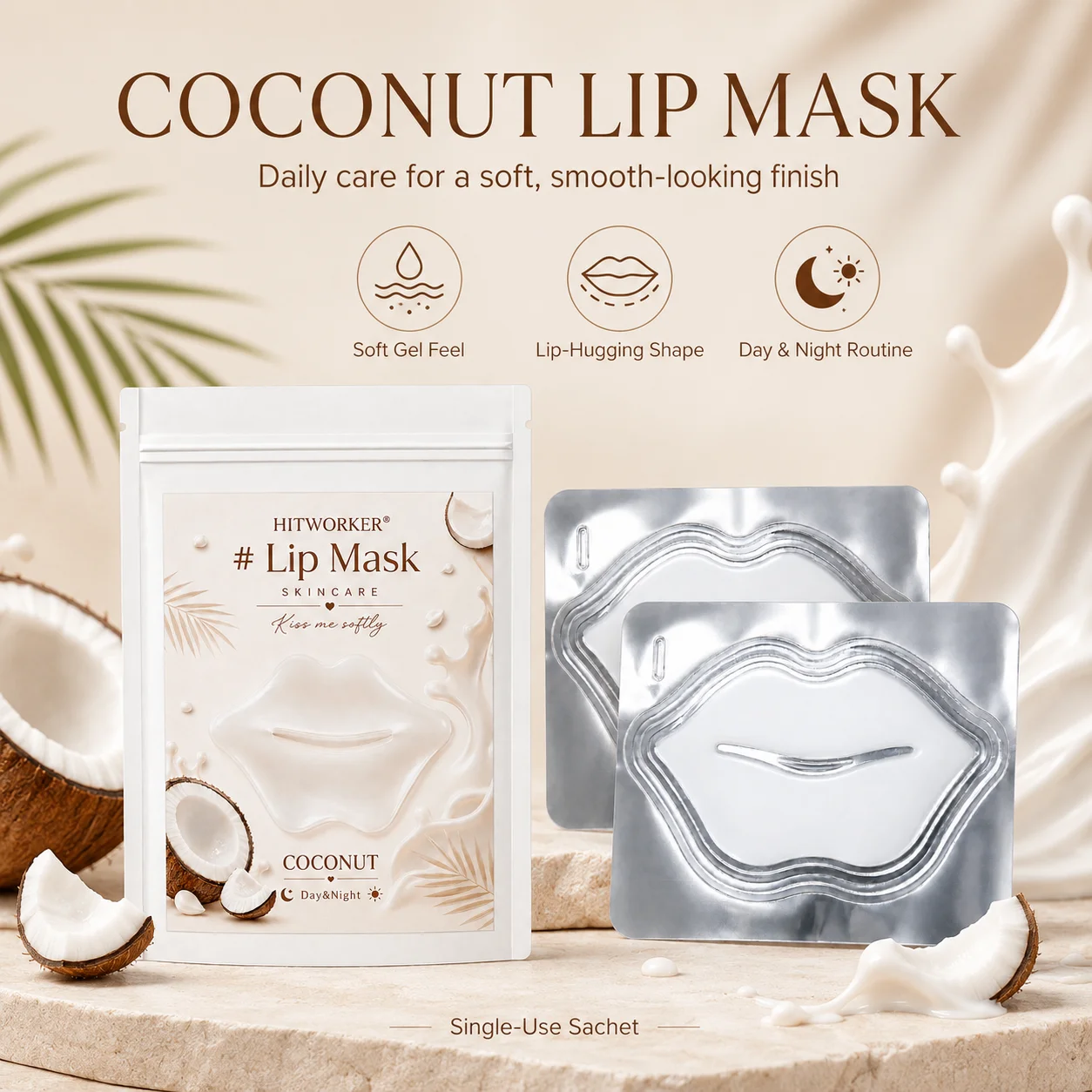 2pcs collagen rich, moisturizing, smoothing jelly lip mask, providing powerful moisturizing and brightening effects