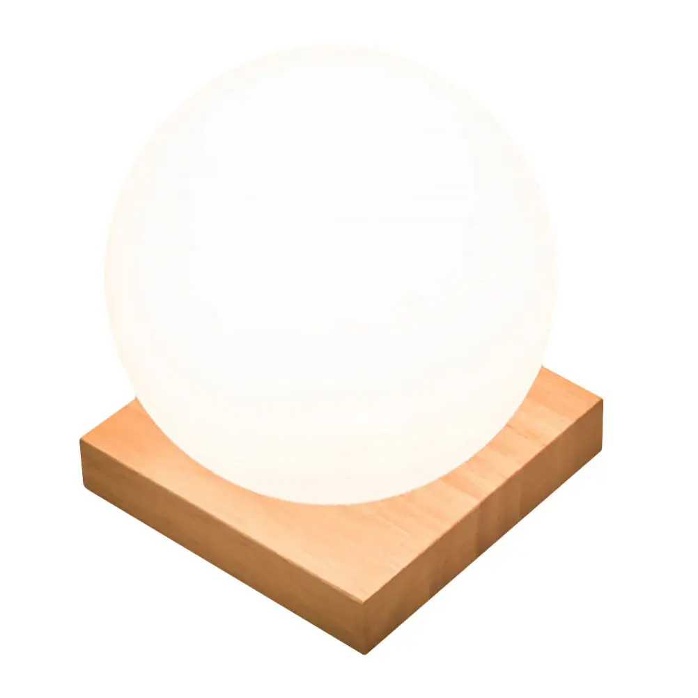 

Деревянный светильник-шар со стеклянным плафоном, прикроватный ночник, простой элегантный дизайн для спальни, дома, отеля, общежития, настольное освещение