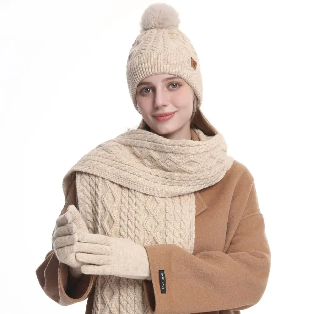 neck-warmer-3-piece-set-hat-scarf-gloves-set-twist-solid-color-warm-knit-cap-thermal-simple-knitted-hat-women