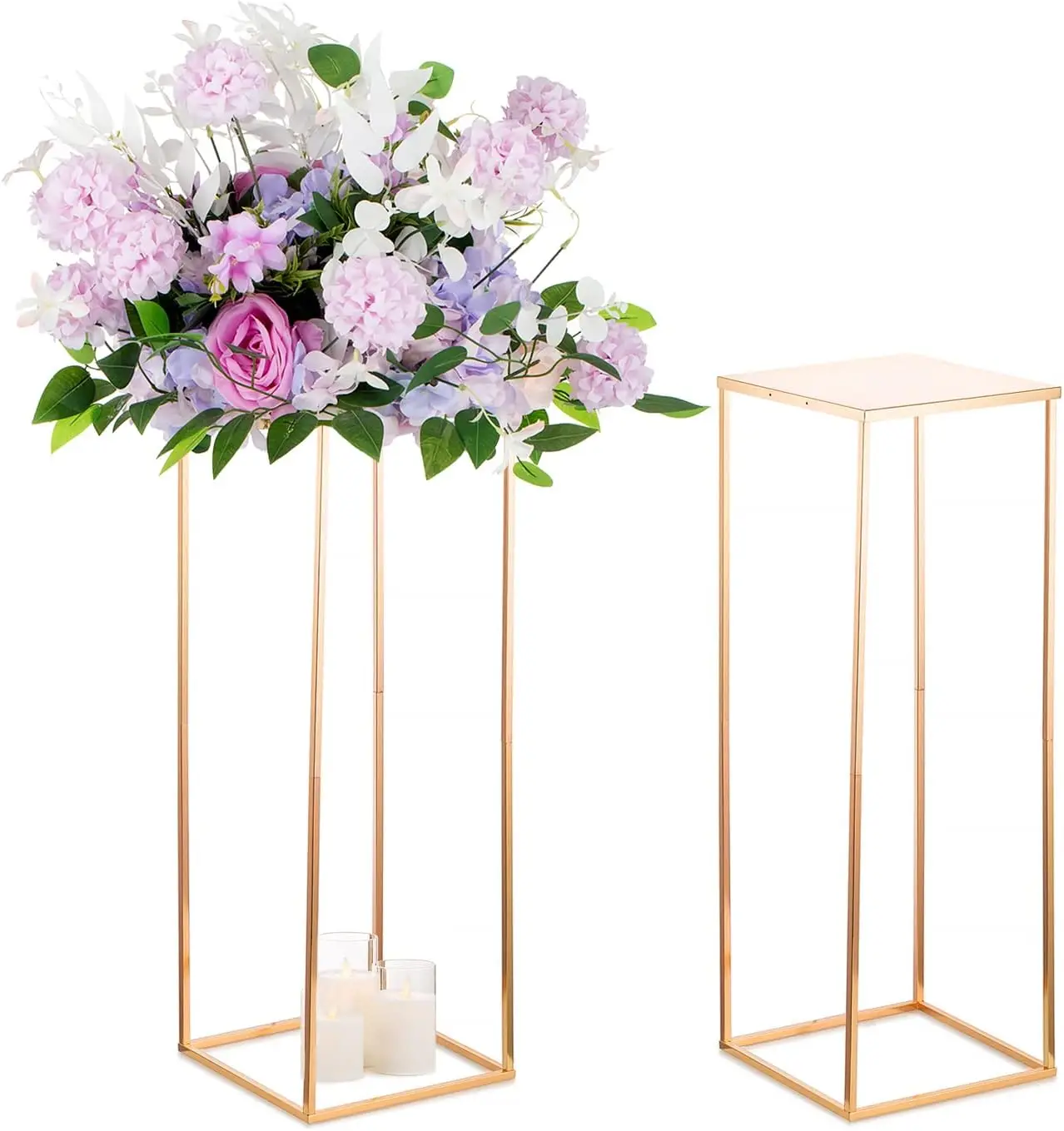 

Tall Flower Vases for Wedding Centerpieces Riser - Gold Metal Flower Center Pieces for Road Leads Geometric Floor Flower Stand