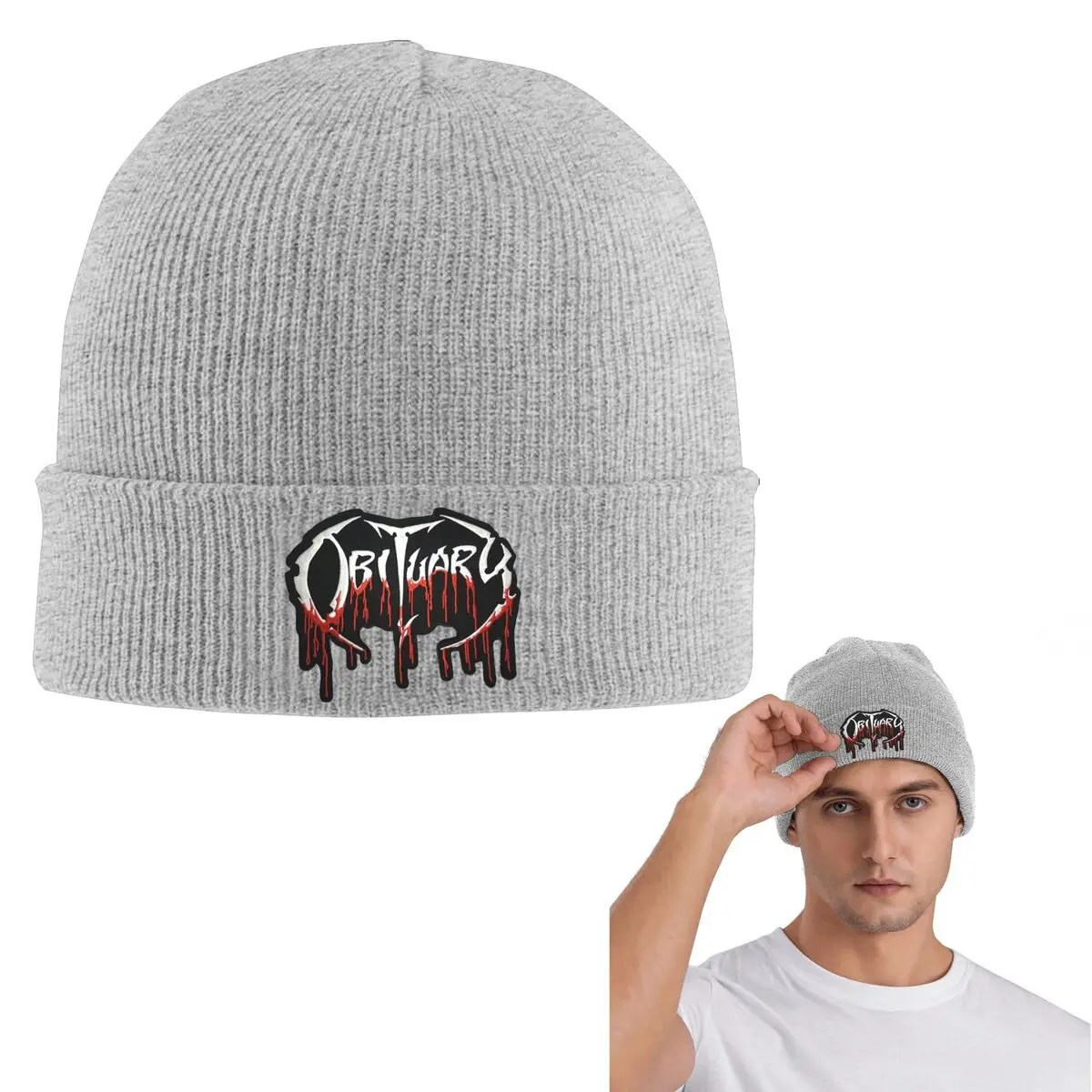 

Логотип Obituary Band Death Metal Trucker Теплая вязаная шапка в стиле хип-хоп Шапка-капот Осень-зима Уличные шапки Шапки для мужчин Женщин Взрослых