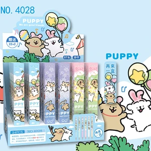 Aleatório 1 pçs maltês filhote de cachorro rolo bola caneta dos desenhos animados papelaria padrão animal 0.5mm tinta preta gel caneta crianças papelaria presente 8 principais vendas caneta cao - №7