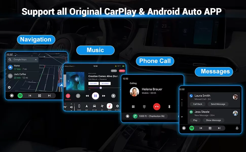 2-in-1 Kabelloser CarPlay-Adapter & Android Auto Wireless-Adapter, 5GHz WLAN Typ-C/USB Plug-and-Play CarPlay Wireless – Detail 4