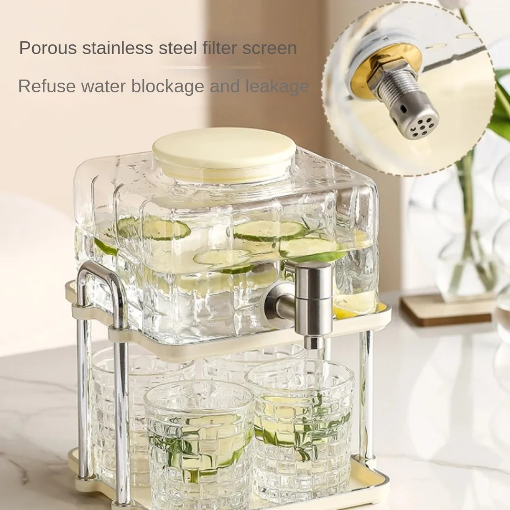 

Internet celebrity refrigerator cold water kettle glass beverage bucket with faucet large capacity household cold water kettle