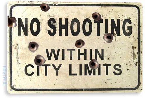 TIN SIGN No Shooting City Limits Gun Range Cave Rustic Metal Décor C032 --Tin Sign