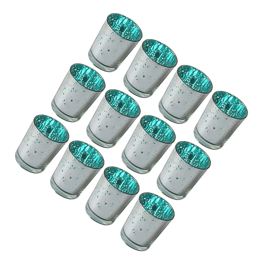 

12Pcs Electroplated Glass Holder Thickened Tealight Votive Holders for Wedding Party Home Decoration Aromatherapy