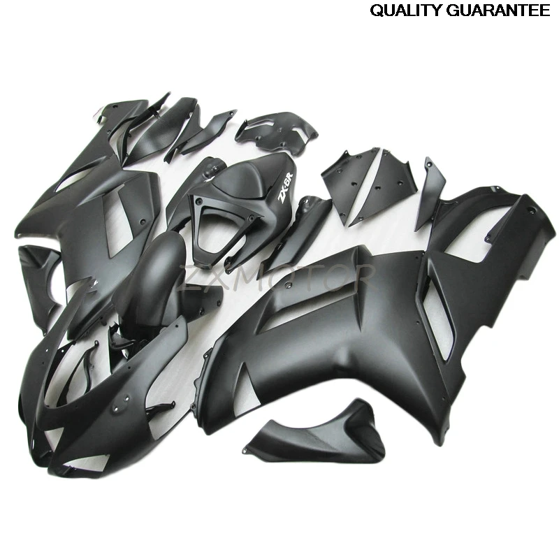 

Полные комплекты обтекателей, пригодные для 2007 2008 Kawasaki ZX6R, матовый черный обтекатель zx6r 07 08, литьевой мотоцикл 96