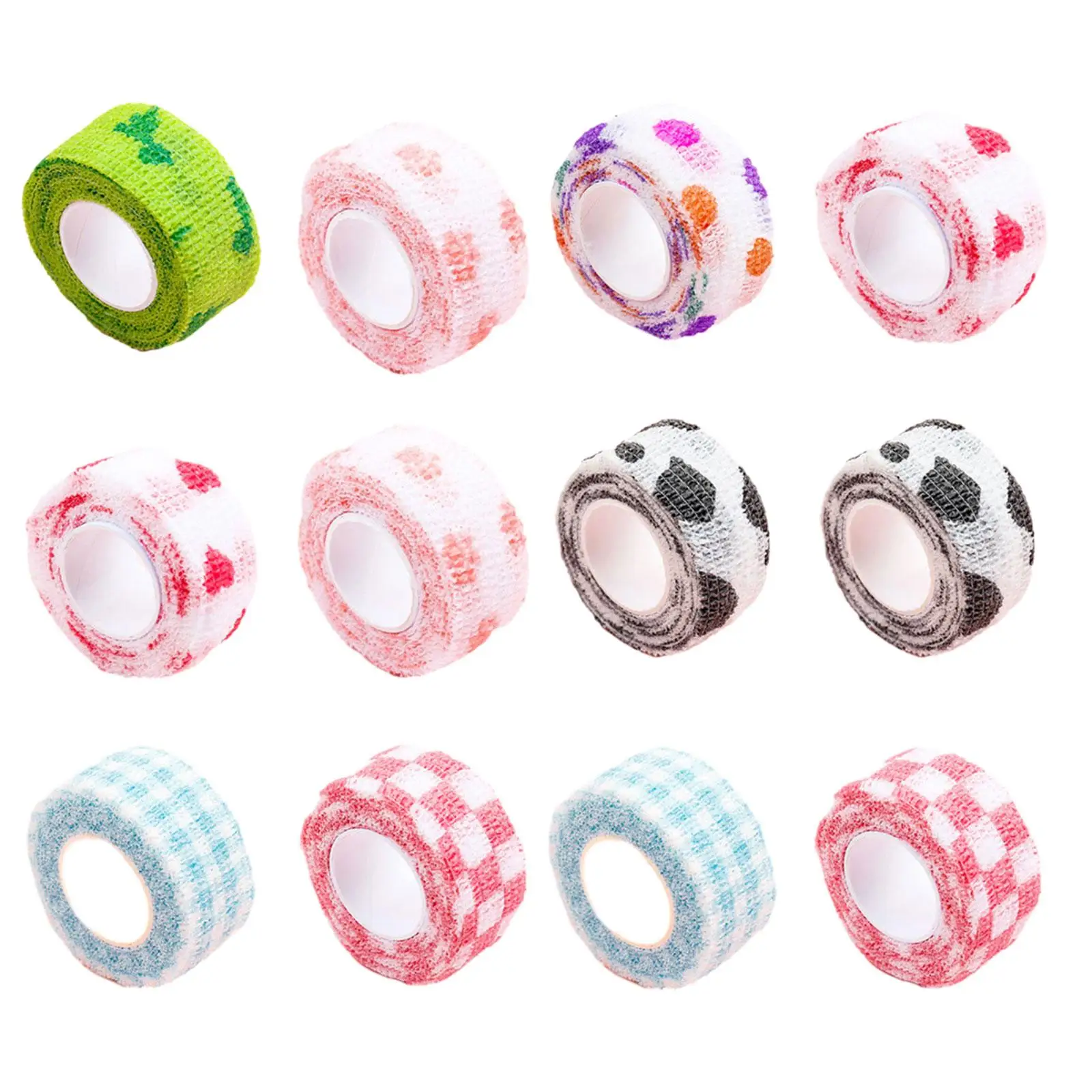 12Pcs Finger Guard Tape Cartoon Elastic Band Tape for Work Painting Printed