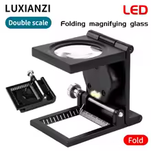 LUXIANZI Portable Folding Magnifying Glass With LED For Inspecting Repair Tool Aid Reading Glasses 10X Pocket Jewllery Loupe