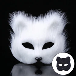 1 pz Halloween Forma di Volpe Mezza Faccia Maschera per Gli Occhi Sexy Imitazione Capelli di Gatto Maschera Animale Festa di Carnevale di Natale Costume Cosplay Puntelli