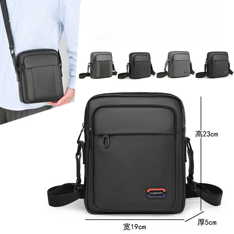 

PU leather men's single-shoulder bag with multiple pockets, large capacity, water-resistant, and slanted cross-body backpack