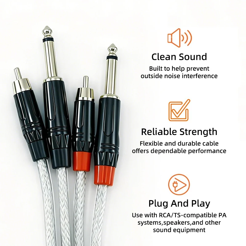 2 Pack RCA to 1/4