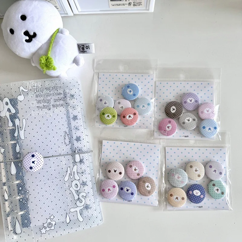 Vintage Polka Dot Bear Mini Round Badge 25mm Cute Cartoon Lapel Pin Journal Decor Backpack Accessory Handmade Gift