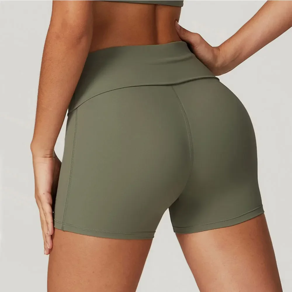 Pantalones cortos deportivos de cintura alta para mujer, pantalones cortos de Yoga transpirables suaves y ajustados para Fitness, pantalones cortos de Yoga para ciclismo, pantalones cortos atléticos para gimnasio