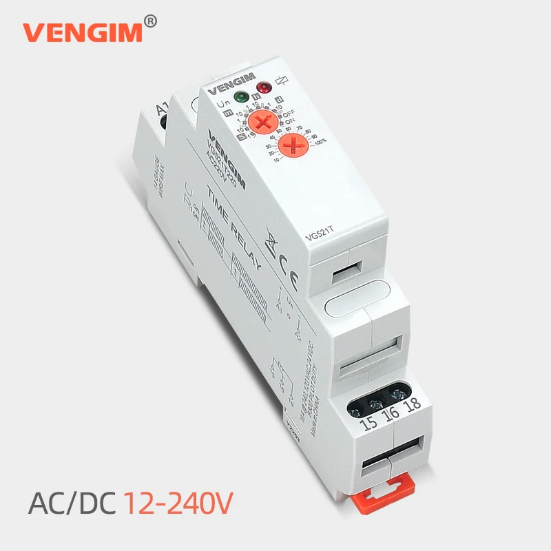 Time Relay 12v 24v 220v 230v AC/DC Power On Delay Timer Relay with Time Adjustable 0.1 Second to 10 Days Din Rail