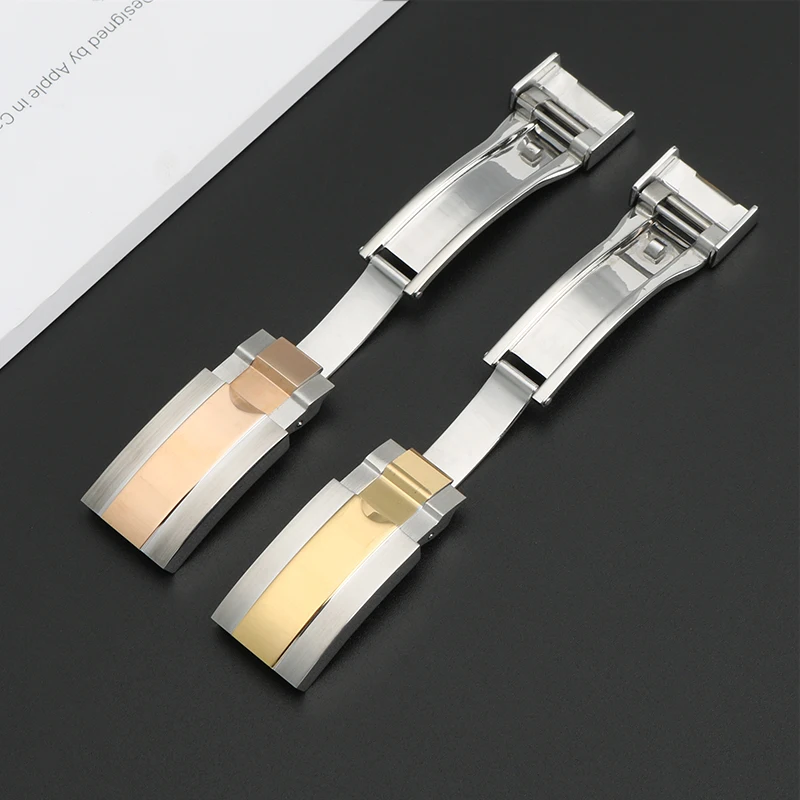 Hebilla plegable de 16mm para reloj Rolex, hebilla Daytona Datejust Water Ghost Yacht Submariner, cierre plegable de acero inoxidable para hombres y mujeres