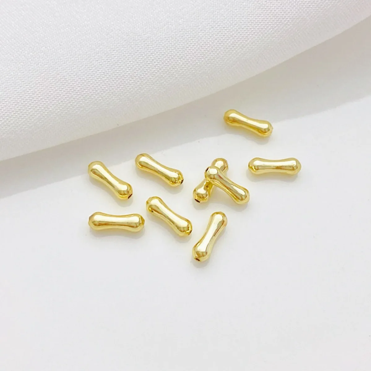 14K Gold Plated Color Retention Bone Shape Waist Through Hole Spacer Beads DIY Bracelet Necklace Jewelry Making Supplies
