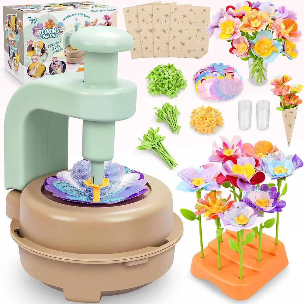 Fabric Flower Bouquets Toys DIY Craft Kits Kids-Flowers Market Toy Build Flower Bouquet Toddler Girl Educational Activity Gifts