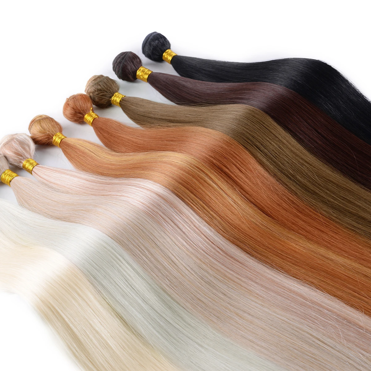 Ekstensi rambut lurus tulang 24 inci rambut sintetik bundel rambut lurus panjang serat tahan panas Cosplay rambut pirang coklat